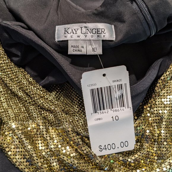 Kay‎ Unger black sheath dress with gold mesh 10 - Picture 12 of 12